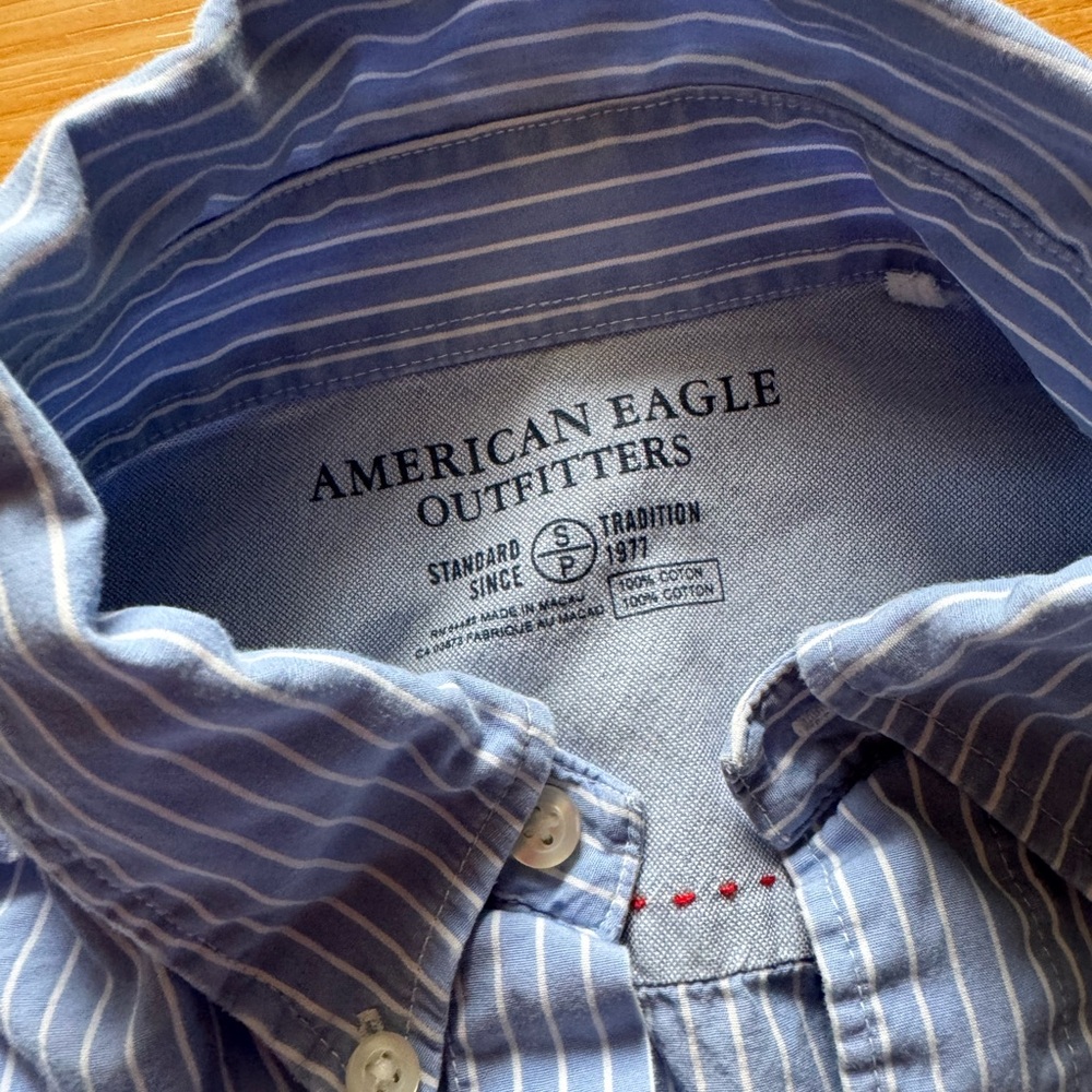Men’s Vintage Y2K American Eagle Button Down Retro Casual Frat Worn Cotton - Picture 2 of 5